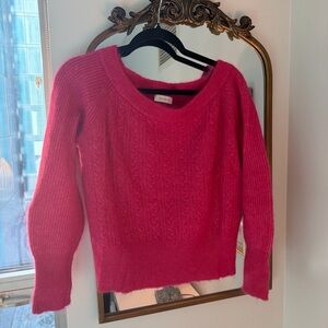 Kookai Off the Shoulder Cozy Pink Sweater